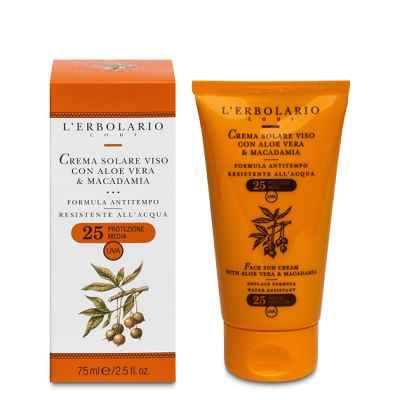 L erbolario Crema Solare Viso con Aloe e Macadamia Spf25 75 ml