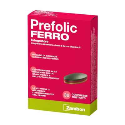 Zambon Prefolic Ferro Integrazione di Ferro e Vitamina C 30 Compresse