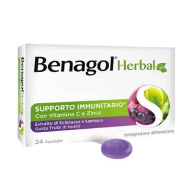 Benagol Herbal Supporto Immunitario Integratore Gusto Frutti Di Bosco 24 Pastigl