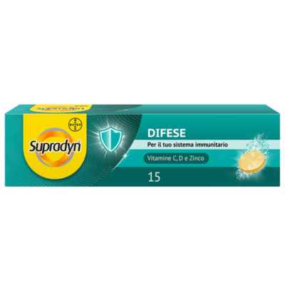 Supradyn Difese Integratore per il Sistema Immunitario con Vitamina C D e Zinco 15 Cpr Effervescenti