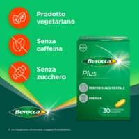 Berocca Plus Integratore Vitamine e Minerali per Energia Concentrazione e Memoria 30 Compresse