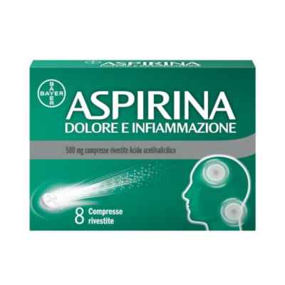 Aspirina Dolore Inf Infiammazione Antidolorifico Antinfiammatorio per Mal di Testa e Dolori 8 Compresse