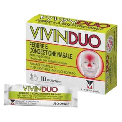 Vivinduo Febbre Cong Nas 500 Mg 60 Mg Granulato Per Soluzione Orale 10 Bustine Carta Pe Al Surlyn
